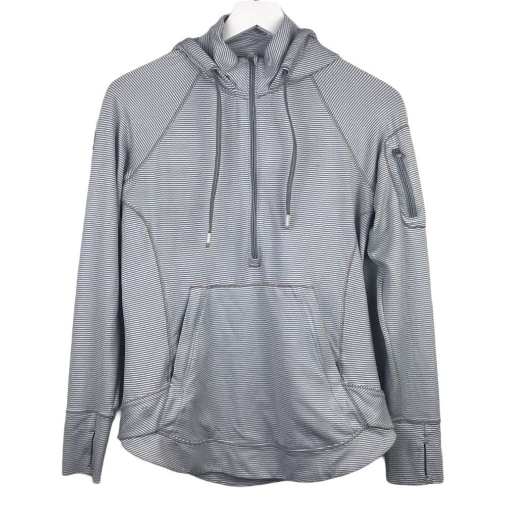 Athleta Heavenly Heights Grey Striped Hoodie Women Sz S